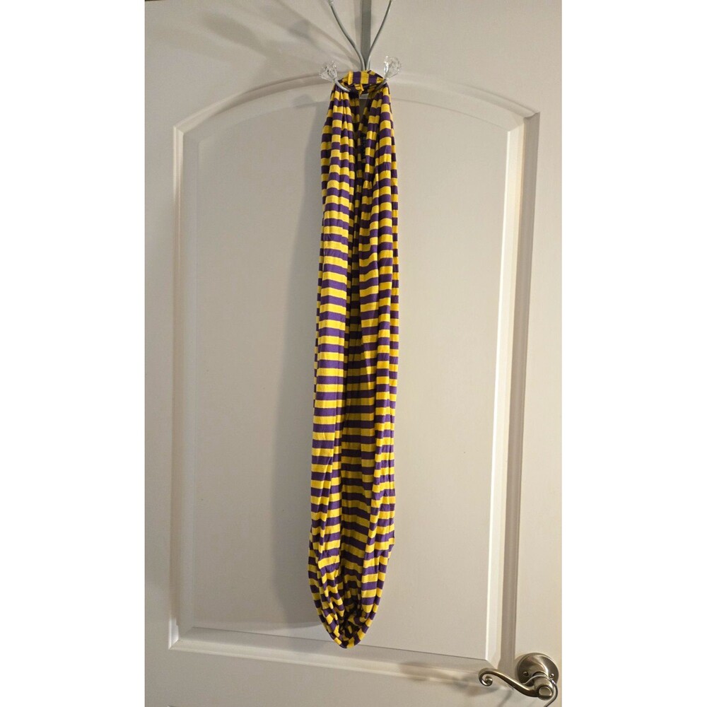 Women’s Purple & Yellow Striped Knit Polyester Infinity Scarf
